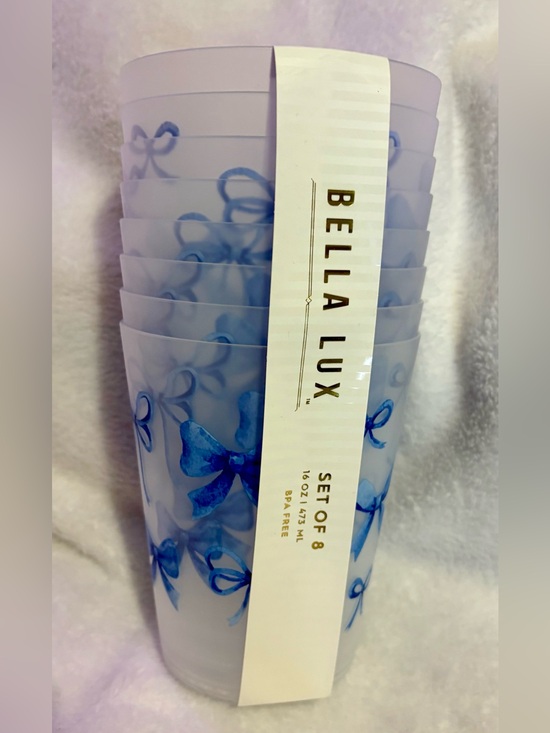Bella Luxx Other - Bella Luxx Blue Bow Decorative Set of 8 Cup Set